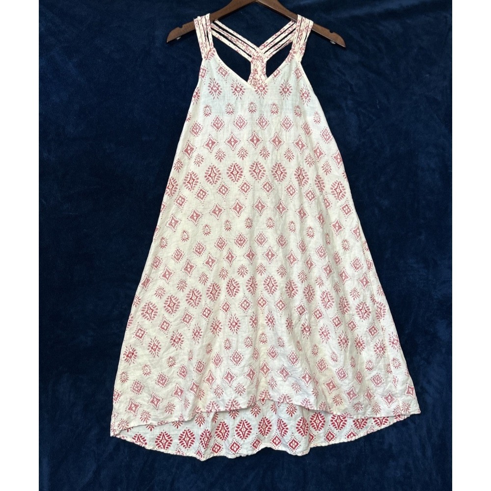 Artisan Ny Womens %100 Linen Halter Dress Size S Shift Braided Mediterranean